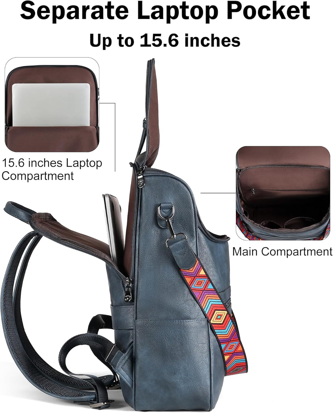 FADEON Mochila para computadora portátil para mujer, mochila de via...