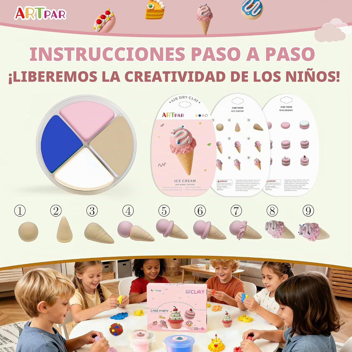 Kit de arcilla seca al aire, arcilla para modelar para niños,Juego
