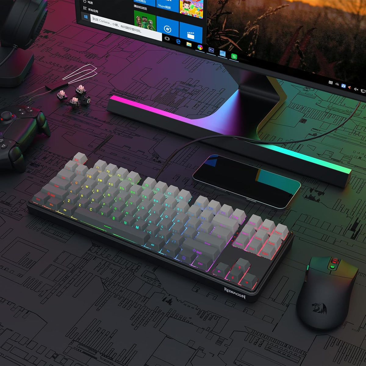 Redragon K707 HE Rapid Trigger - Teclado mecánico para juegos de 87...