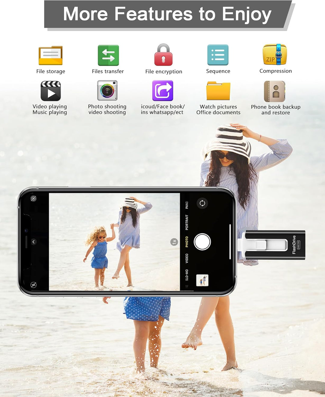 Unidad flash USB de 256 GB para teléfono y almohadilla, memoria USB...