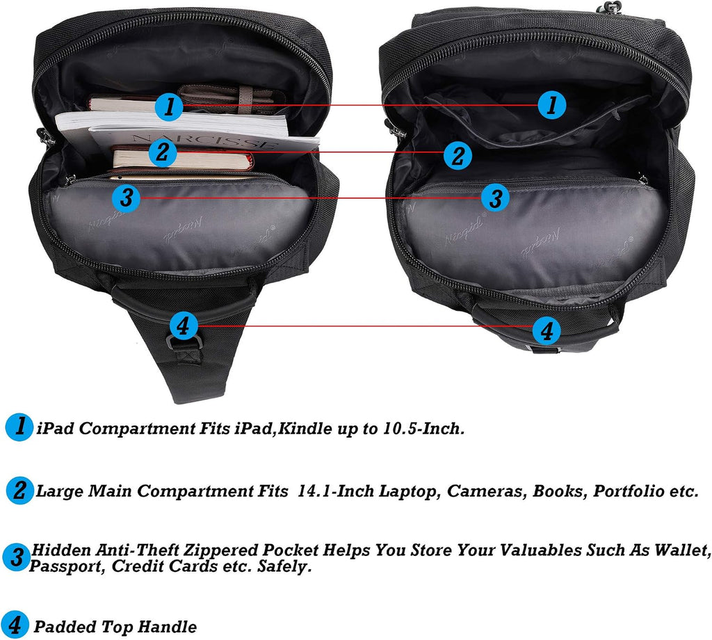NICGID Bandoleras de hombro en el pecho, mochila para laptop, bolsa de mensajero cruzada para viajes al aire libre, hombres y mujeres