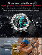 Reloj inteligente con auriculares para hombres, relojes inteligentes para teléfonos Android, llamadas Bluetooth puede responder y hacer llamadas, fitness resistente a los militares, rastreador de fitness deportivo con paso, frecuencia cardíaca