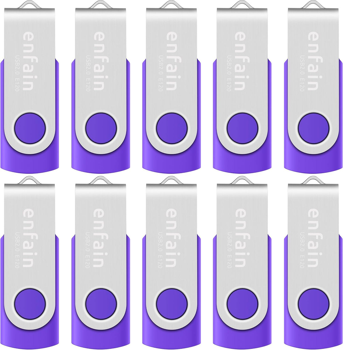 Enfain Paquete de 10 unidades de memoria USB Purple Flash Drive de...