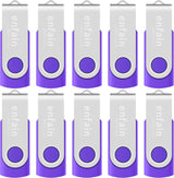 Enfain Paquete de 10 unidades de memoria USB Purple Flash Drive de...