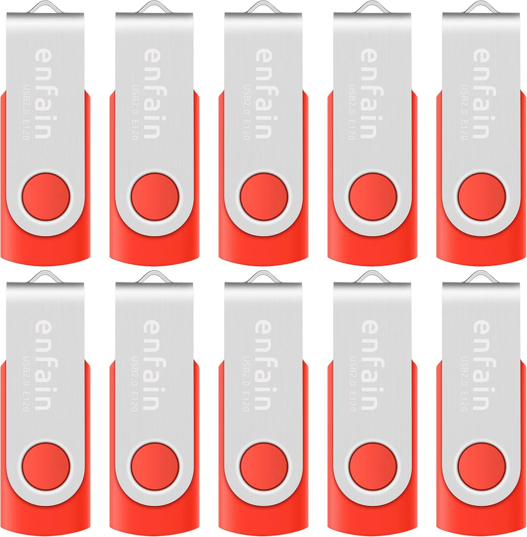 Enfain Unidad Flash USB Roja de 16GB USB2.0 Memory Stick 10 PCS Thu...