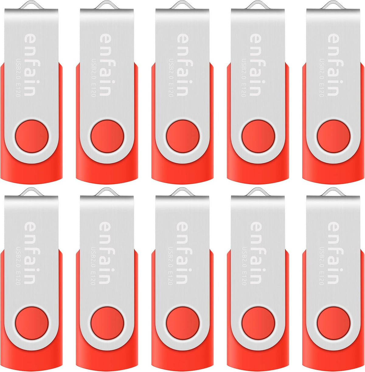 Enfain Unidad Flash USB Roja de 16GB USB2.0 Memory Stick 10 PCS Thu...