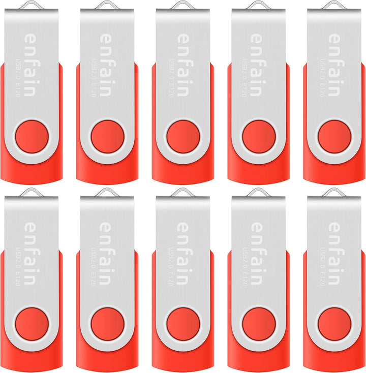 Enfain Unidad Flash USB Roja de 16GB USB2.0 Memory Stick 10 PCS Thu...
