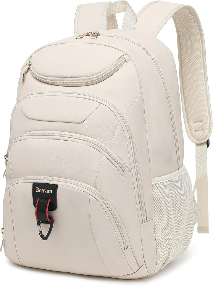 Mochila para laptop Boavan para hombres (Negro, 15.6), Beige crema,...
