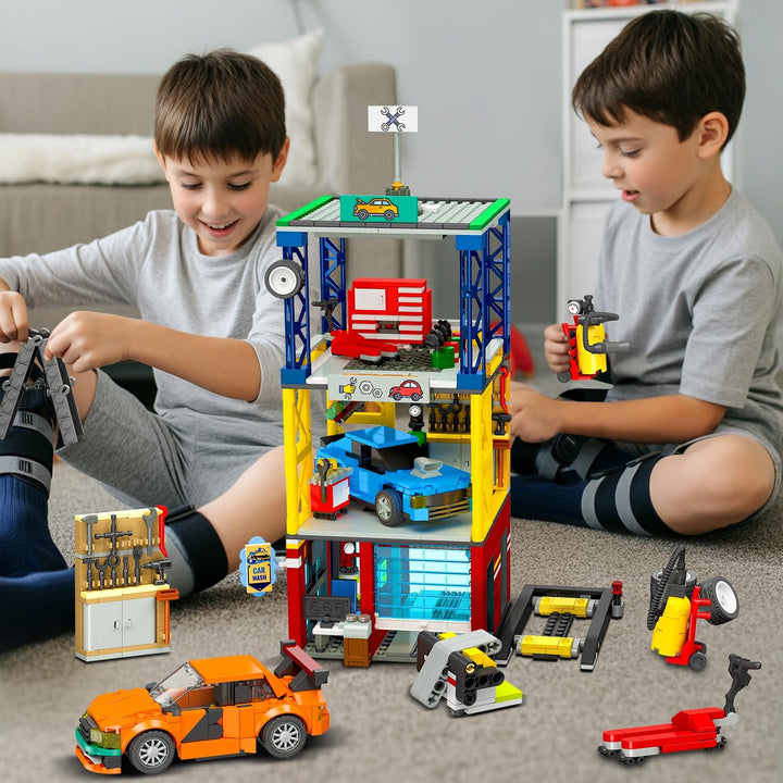 HOGOKIDS Juego de construcción de garaje de coche de