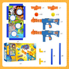 KKONES Juguete de Juego de Disparos para Niños - Pistolas de Aire de Espuma de Juguete para 2 Jugadores, 24 Balas de Espuma Popper y Objetivo de Disparo de Pie, Regalos de Cumpleaños para Niños de 3 4