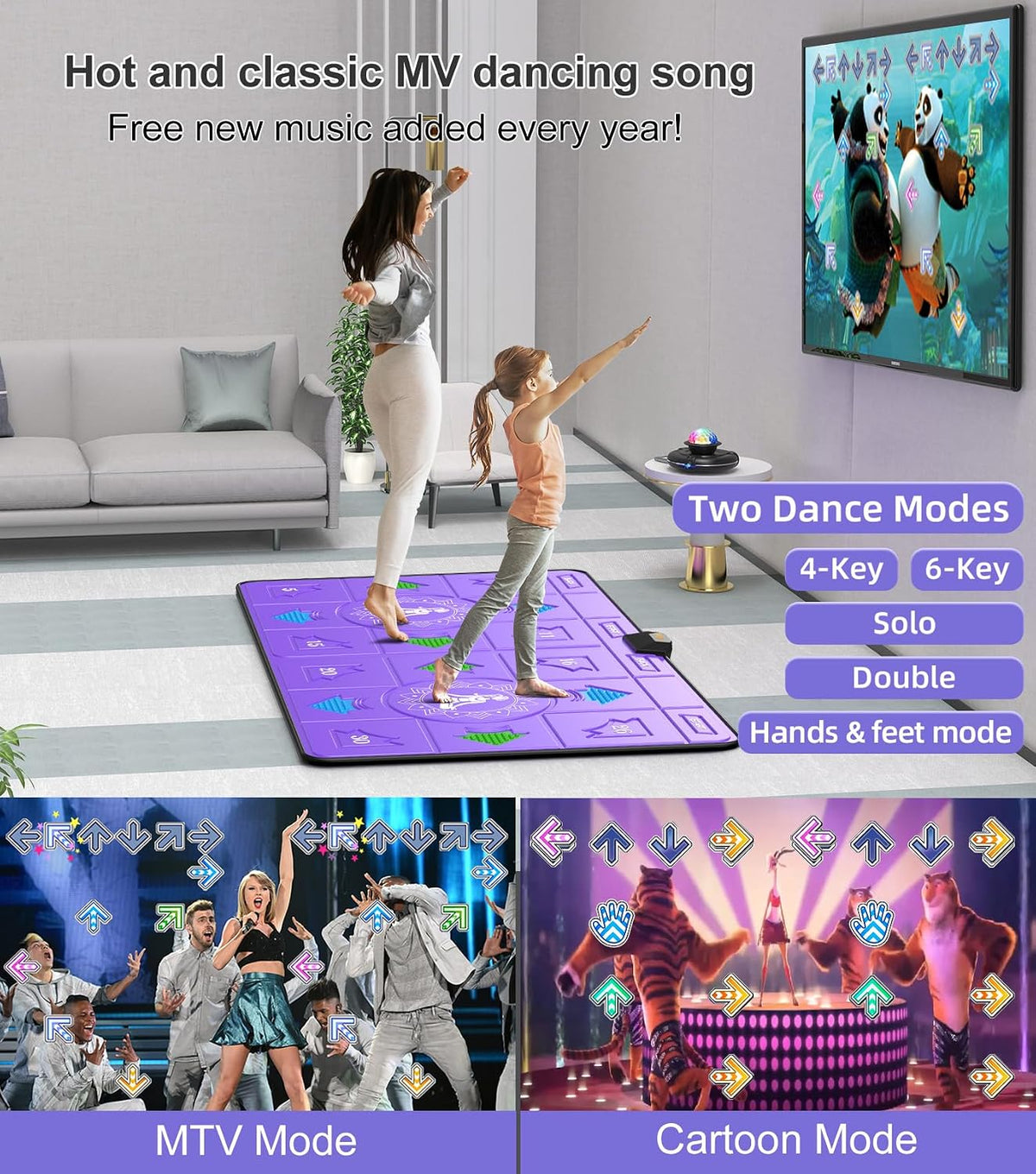 Lámpara Wireless Dance Mat for Kids and Adults, Exercise Dance Pad Game for TV