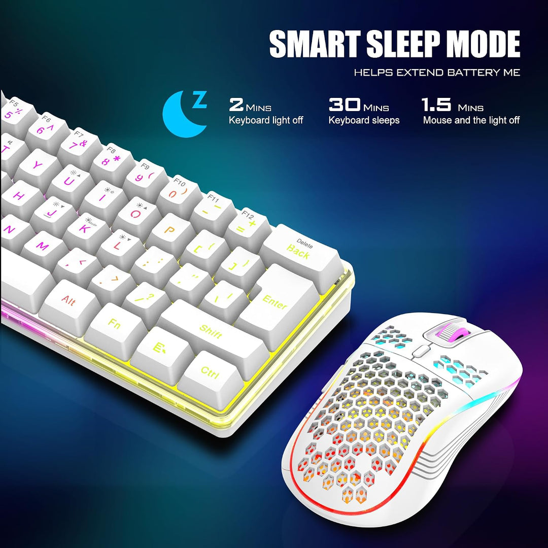 RedThunder Combo de teclado y mouse inalámbricos 60% para juegos, b...