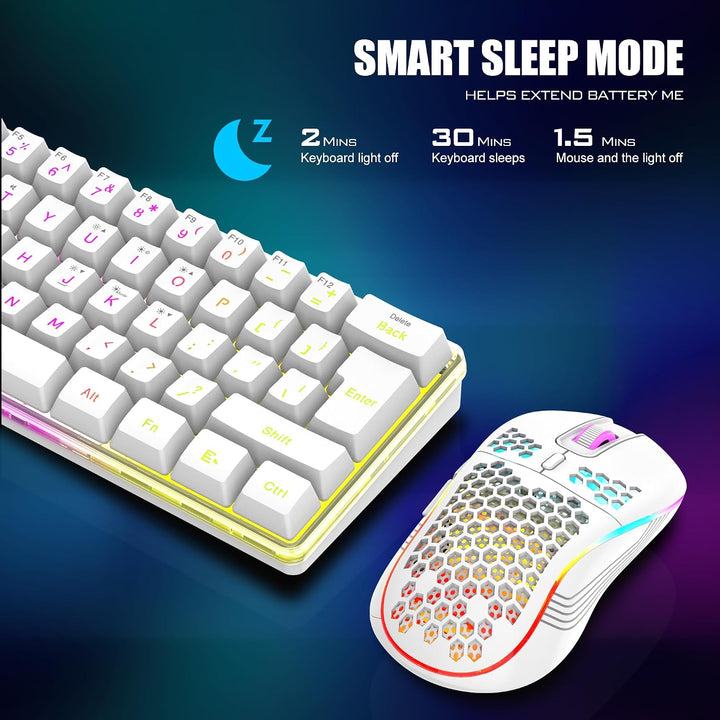 RedThunder Combo de teclado y mouse inalámbricos 60% para juegos, b...