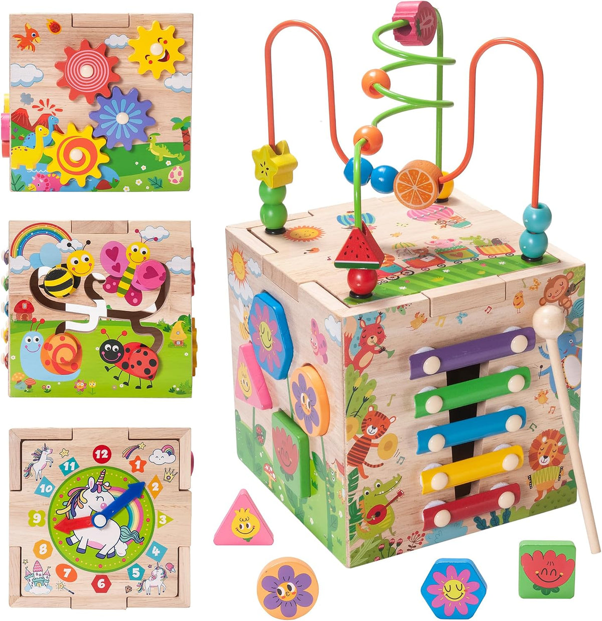 Cubo de actividades de madera Montessori Juguetes para el