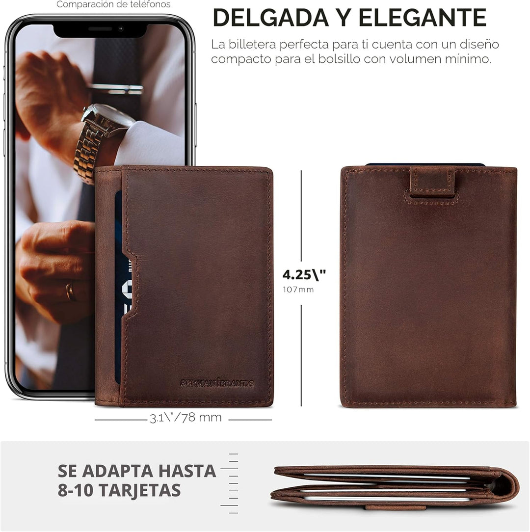 SERMAN BRANDS \u2013 Carteras para hombre, delgadas, de cuero, con...