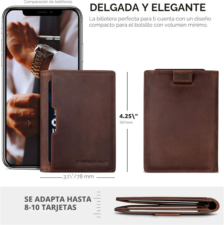 SERMAN BRANDS \u2013 Carteras para hombre, delgadas, de cuero, con...