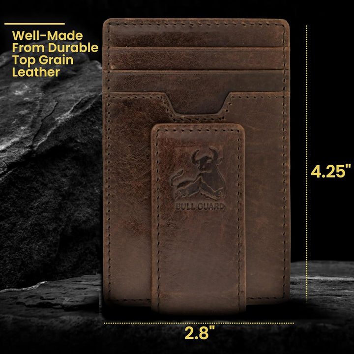 BULL GUARD Cartera magnética para hombre con clip para dinero, hech...