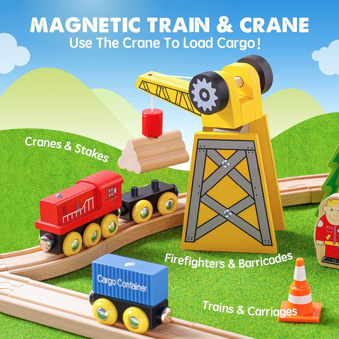 Tiny Land 55 piezas de juego de tren de madera - Compatible con pis...