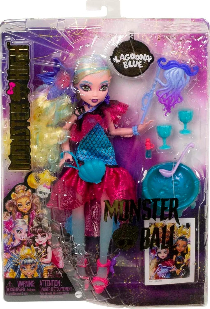 Monster High Muñeca Monster Ball, Lagoona Blue en vestido de fiesta...