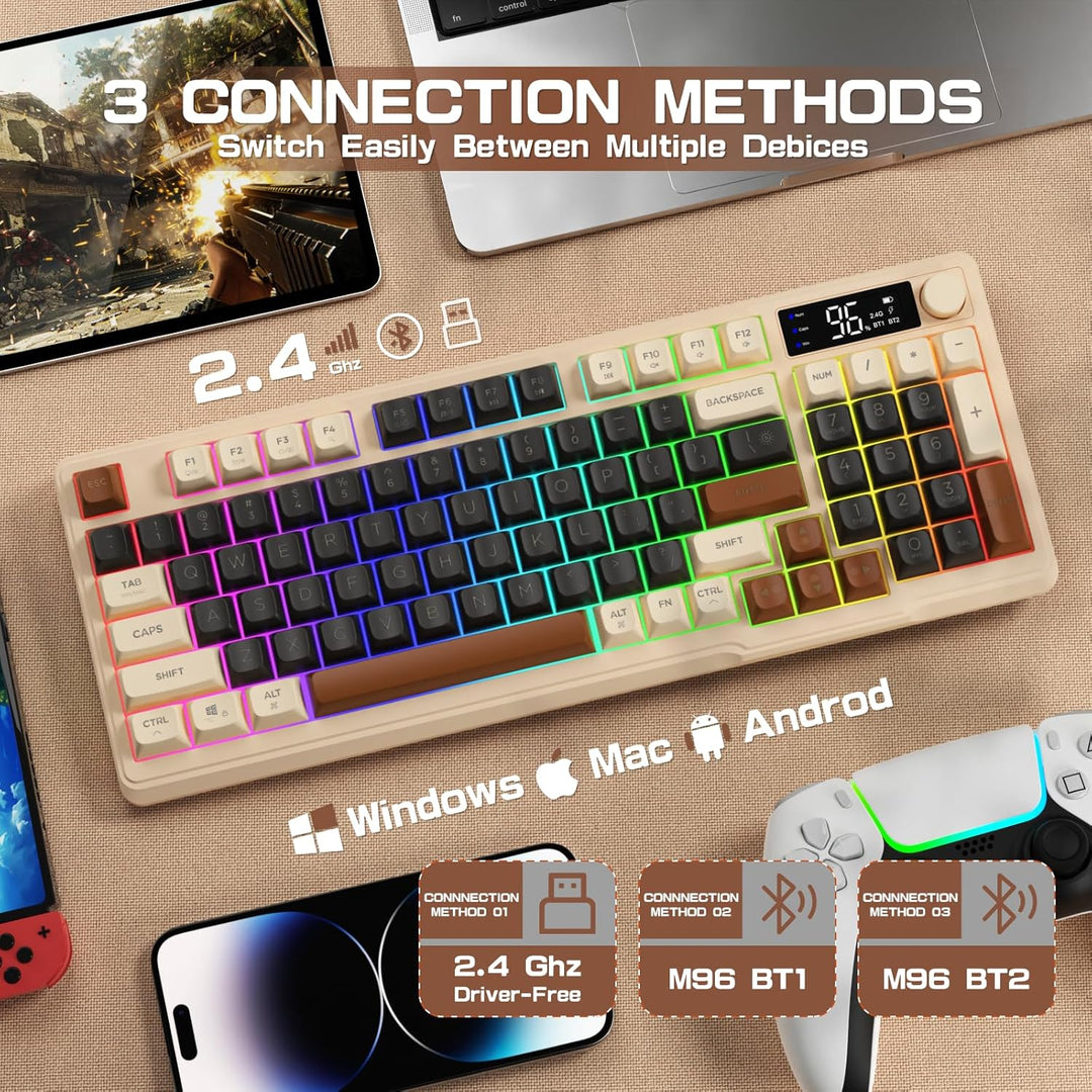 LexonElec Teclado Inalámbrico Gaming M96, Control de Perilla Blueto...