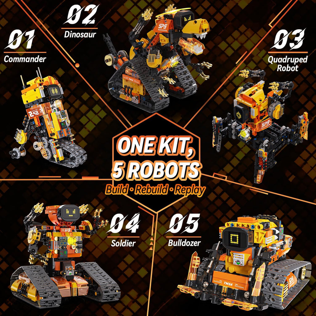Gohero Kit de construcción de robot, juguetes STEM 5 en 1 para niños de 8 a 10 años con control remoto y aplicación