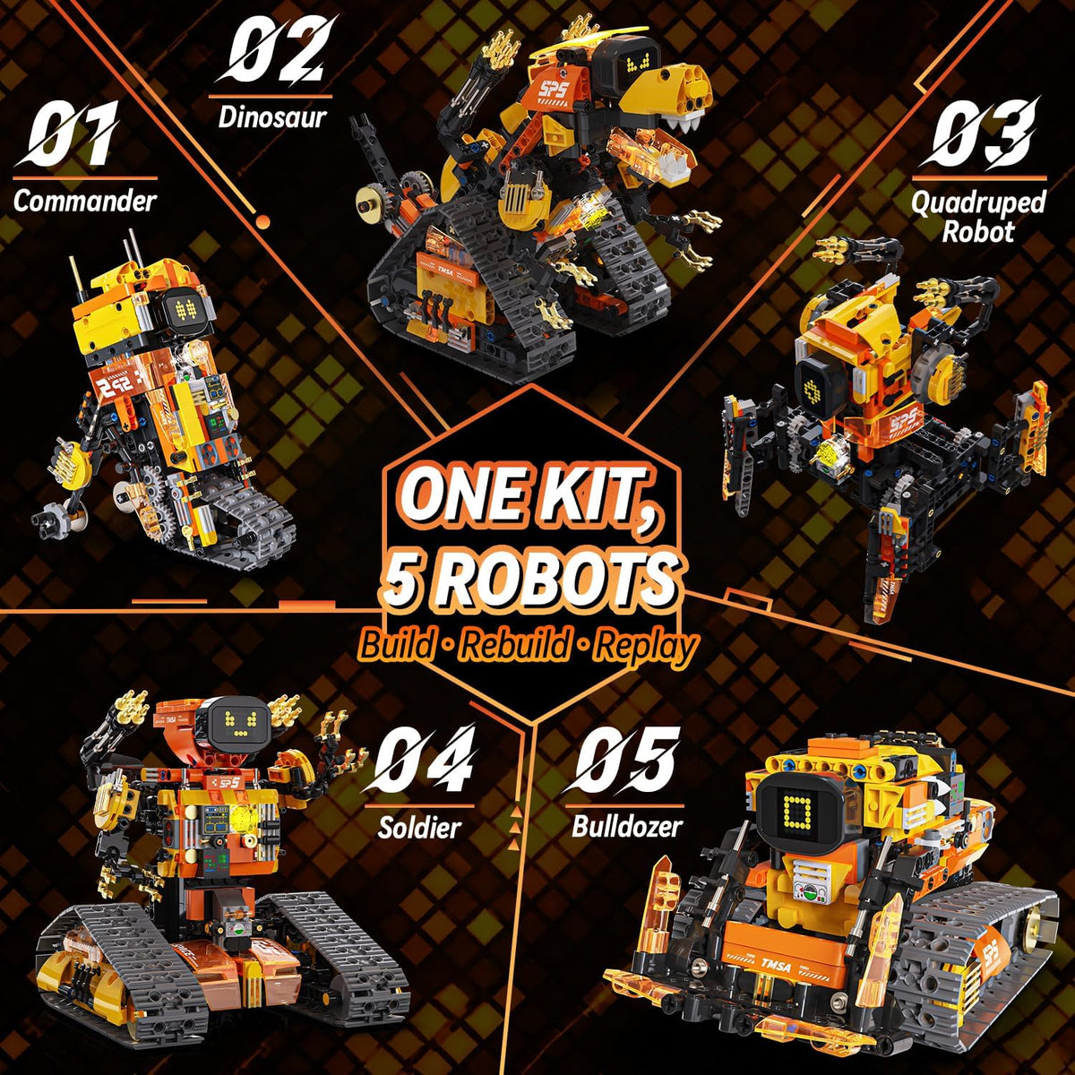 Gohero Kit de construcción de robot, juguetes STEM 5 en 1 para niños de 8 a 10 años con control remoto y aplicación