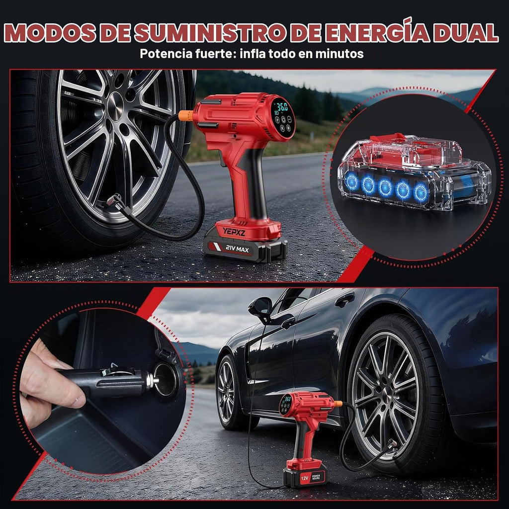 Inflador de neumáticos Compresor de aire portátil - Bomba de