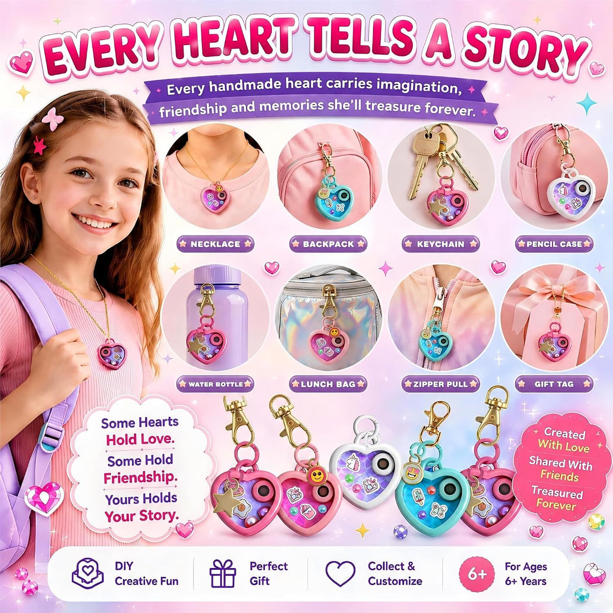 Kit de fabricación de joyas para niñas, kit de manualidades de dijes de