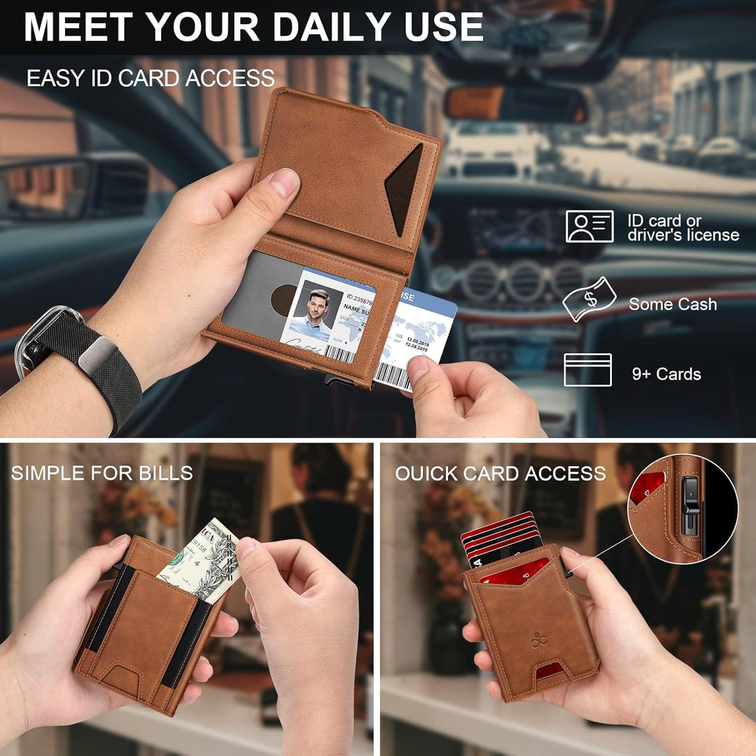 Cartera SEMORID para hombres con soporte para tarjetas desplegable...