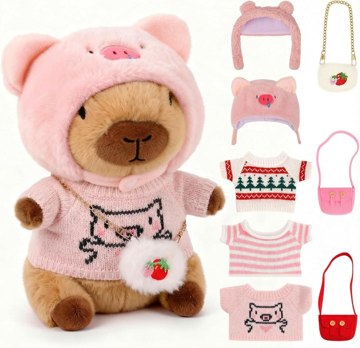 Redaica Capybara - Peluche con 9 piezas de ropa y accesorios, regal...
