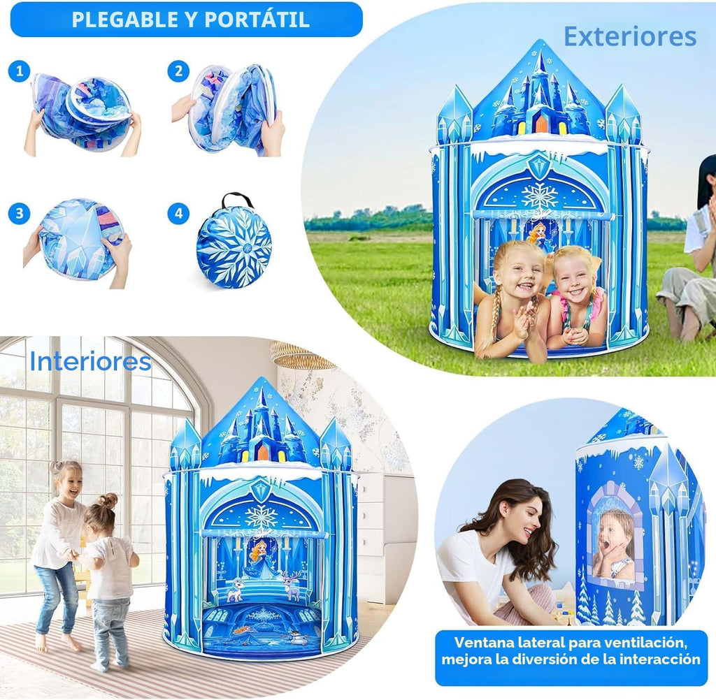 Mnagant Tienda de campaña de juegos de princesa, juguetes para niñas, castillo de hielo, tienda de campaña para niños para interiores y exteriores, casa de juegos grande e imaginativa de 51 x 40