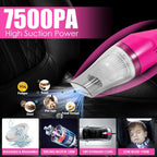 Kit de limpieza de coche rosa de 20 piezas, kit de detallado interior del automóvil con aspiradora de mano roja de alta potencia, juego de cepillos de detalles, limpiador de parabrisas, gel de