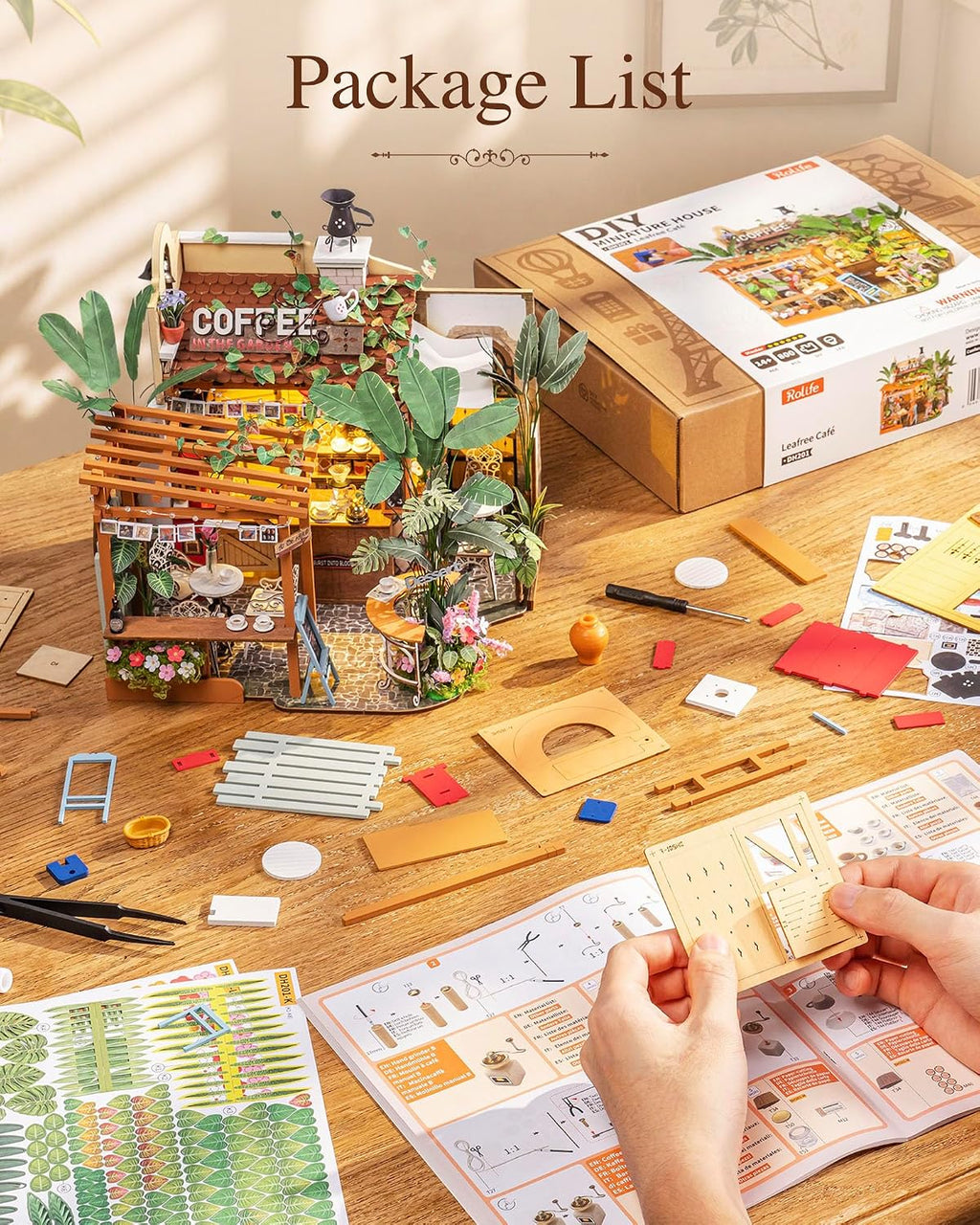 Rolife Kit de cafetería en miniatura de bricolaje para adultos-Leafree Café