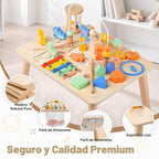 Mesa de actividades para niños pequeños, juguetes Montessori de madera 12