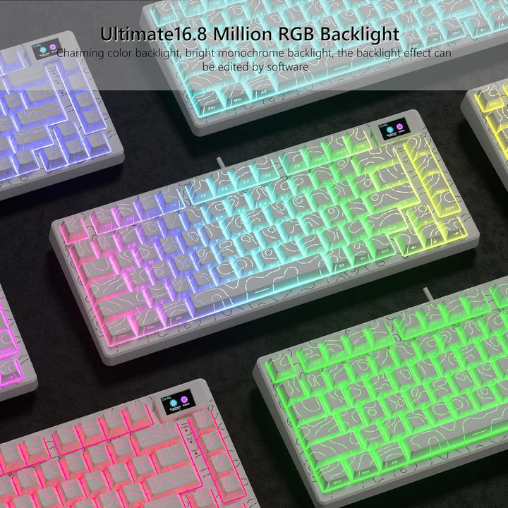 Womier SK80 - Teclado para juegos al 75% con pantalla multimedia a...