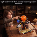 Juguete de bloques de construcción del sistema solar, planeta mecánico Tierra y Luna en órbita, juego de construcción de ciencia astronomía espacial STEM, regalo de cumpleaños educativo para niños de