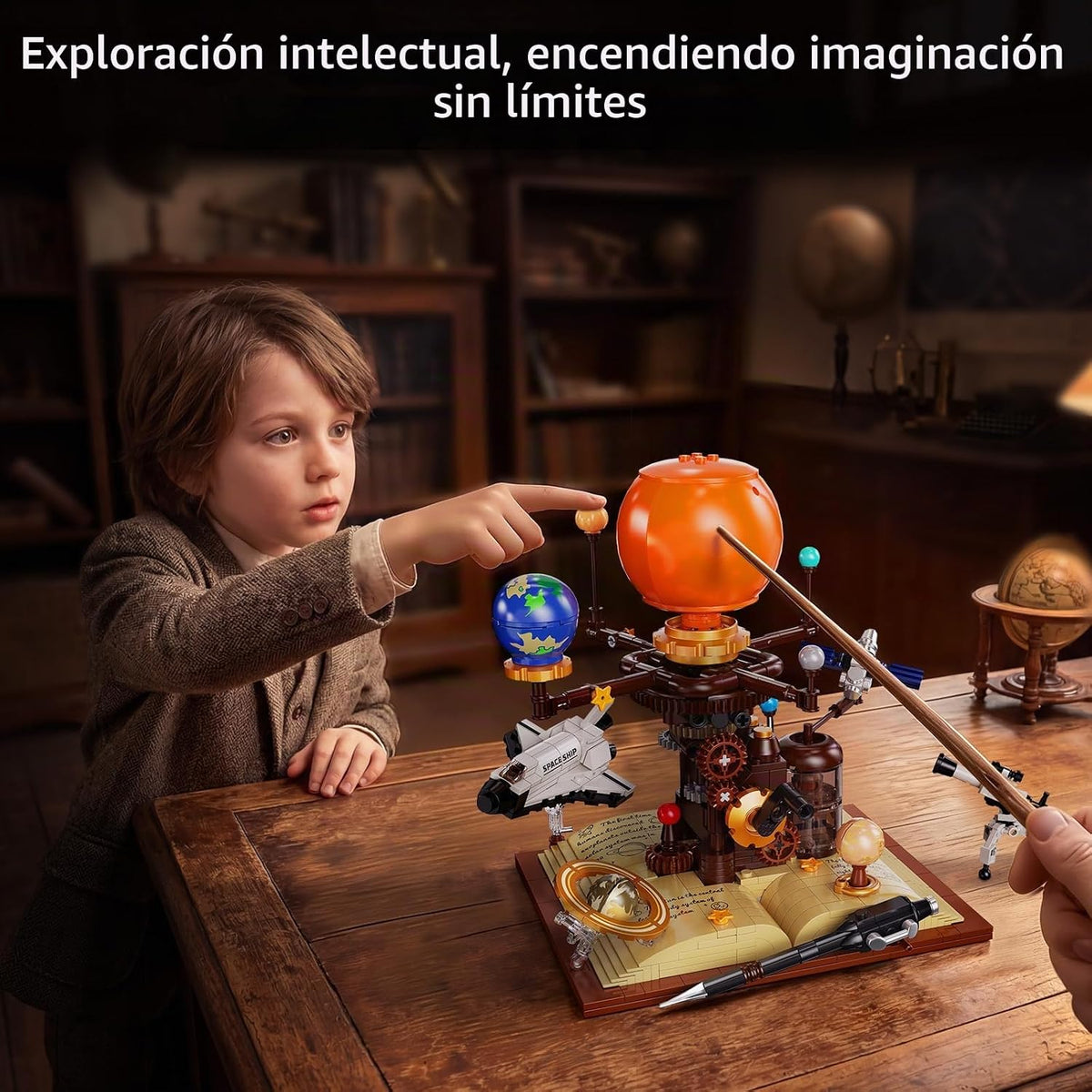 Juguete de bloques de construcción del sistema solar, planeta mecánico Tierra y Luna en órbita, juego de construcción de ciencia astronomía espacial STEM, regalo de cumpleaños educativo para niños de