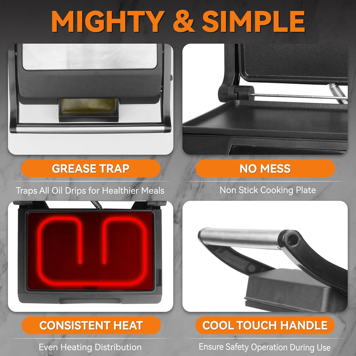 Baker's Friend Mini Panini Press - Plancha eléctrica para panini, 2 rebanadas de parrilla prensa panini para hacer sándwiches, sandwichera eléctrica para panqueques y huevos, bandeja de aceite