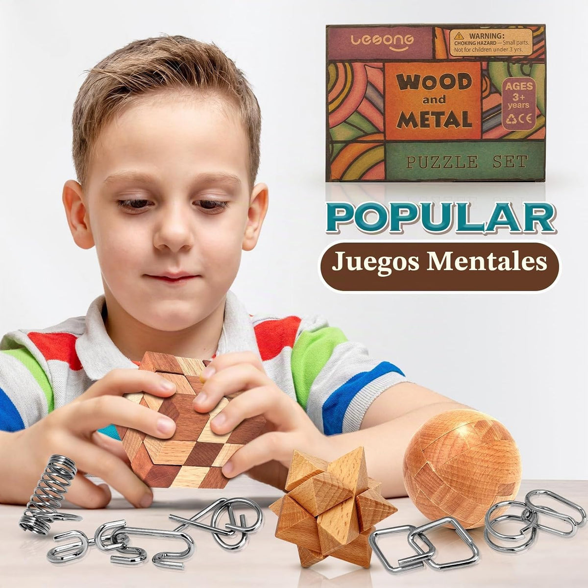 Rompecabezas de metal de madera, regalos de Pascua para niños y adolescentes, rompecabezas de cerebro desenredado de eslabones de hierro, juego de entrelazado, anillo chino, juguete mágico para recuerdos de fiesta, niños y adultos, desafío paquete de 32