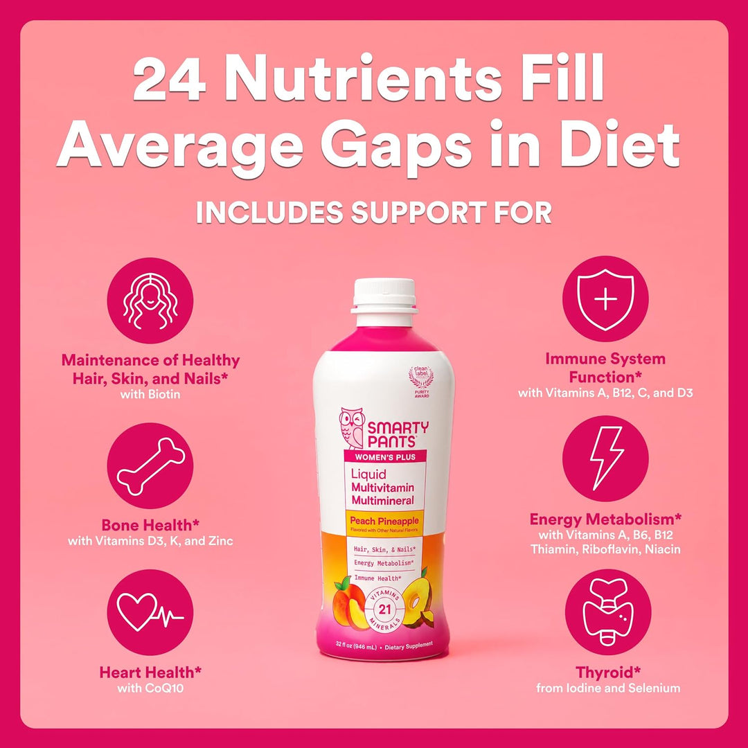 SmartyPants Multivitamínico líquido sin azúcar para mujeres, contie...