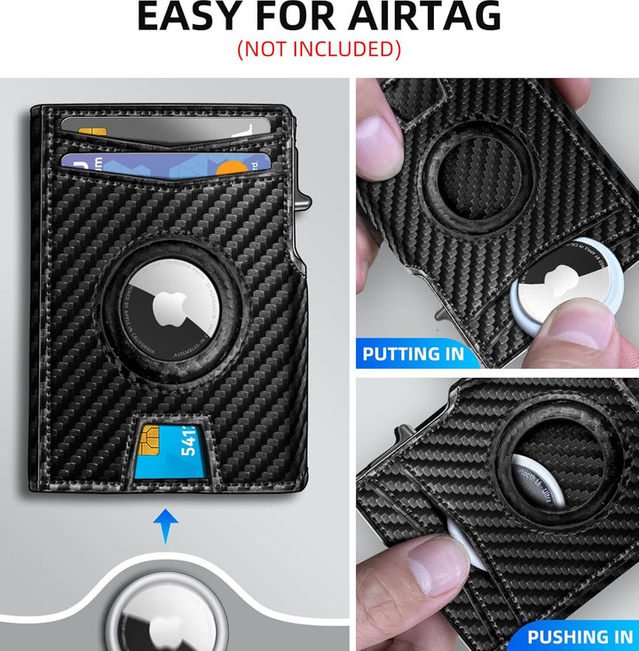 Miyozi - Billetera Airtag para hombre, con clip de dinero, estuche...