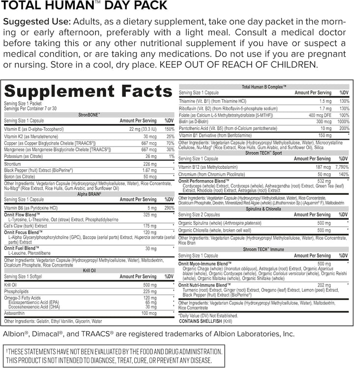 ONNIT Total Human - Paquetes diarios de vitaminas para