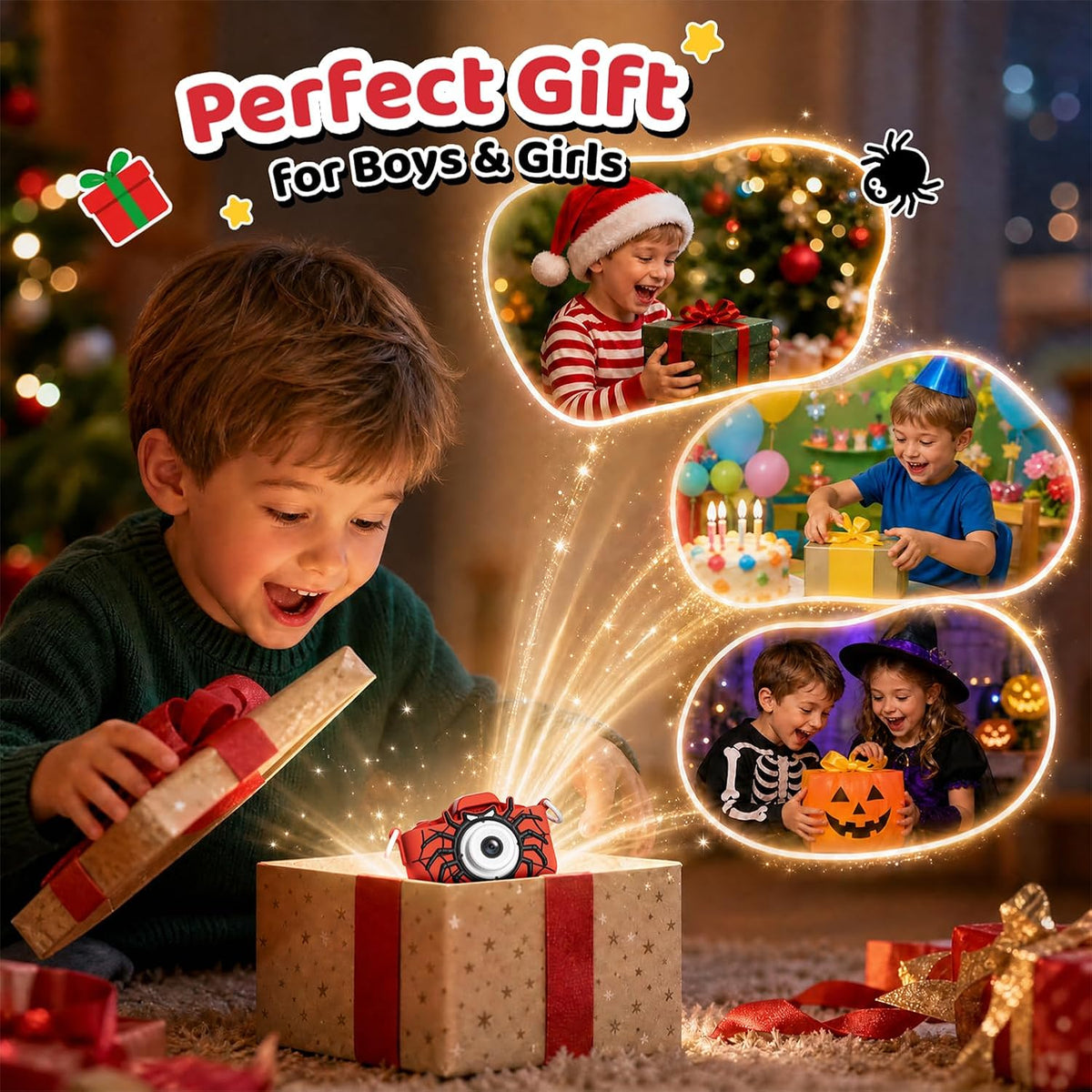 Desuccus Spider Toys - Cámara digital de 48 MP para niños