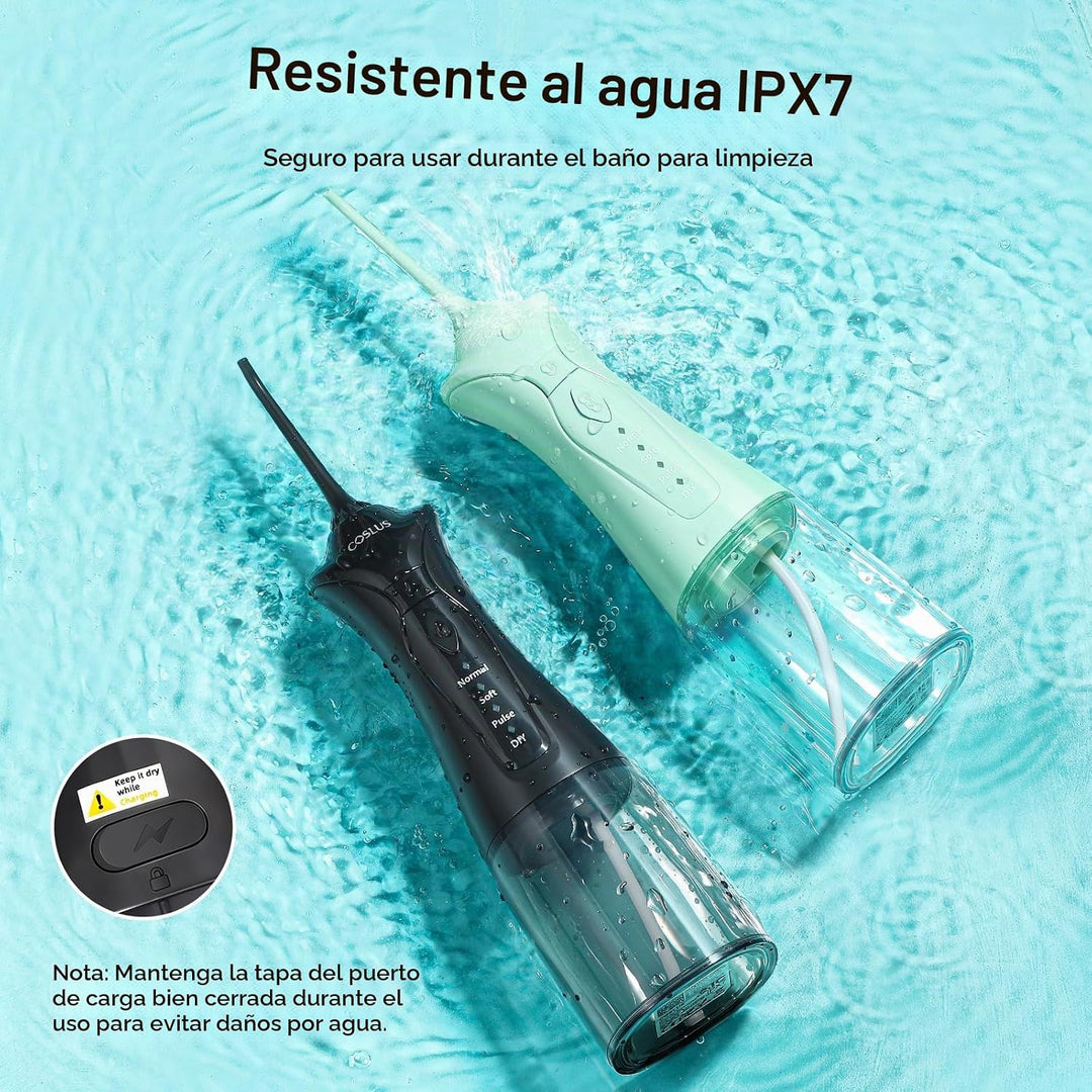 COSLUS Paquete de 2 irrigadores de agua para dientes: juego de púas...