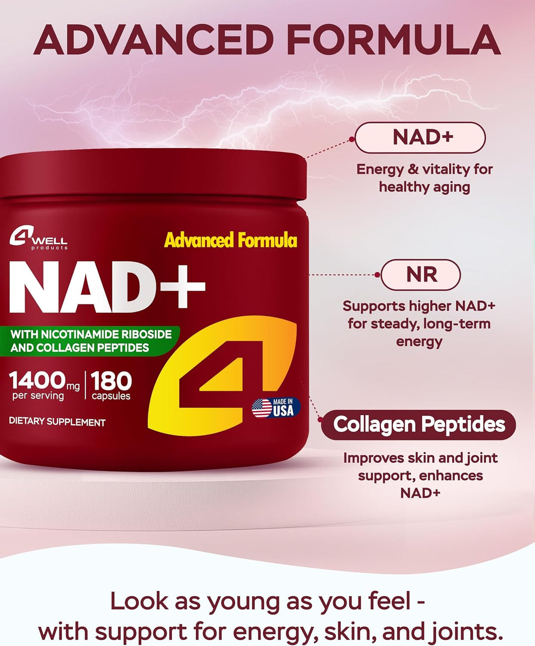 Alternativa de Suplemento NMNH \u2013 Suplemento NAD de 1400 mg Apo...