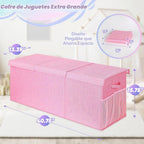 Caja de juguetes extra grande con tapa, cofre de almacenamiento plegable, 40"x16"x16" Rosado