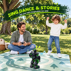 STEMTRON Robot de juguete para niños, robot programable de control remoto con detección inteligente de gestos, recarga, modo de canto y baile, lanzador (verde)