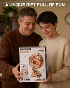 ROBOTIME ST003 - Rompecabezas de madera 3D para adultos, globo luminoso con rotación automática, kit de construcción de rompecabezas 3D de madera con luz LED, luz nocturna modelo globo para adultos