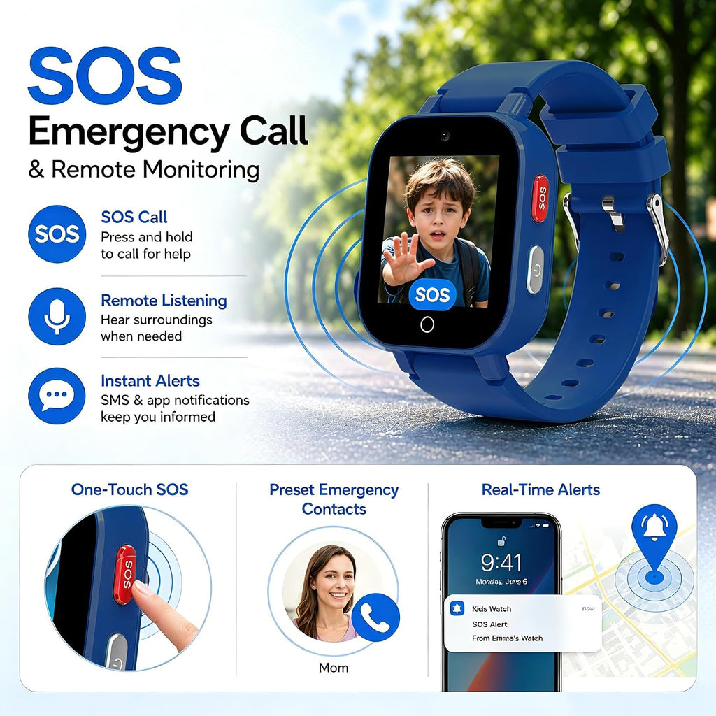 DXPICR Reloj inteligente 4G para niños con rastreador GPS, video y...