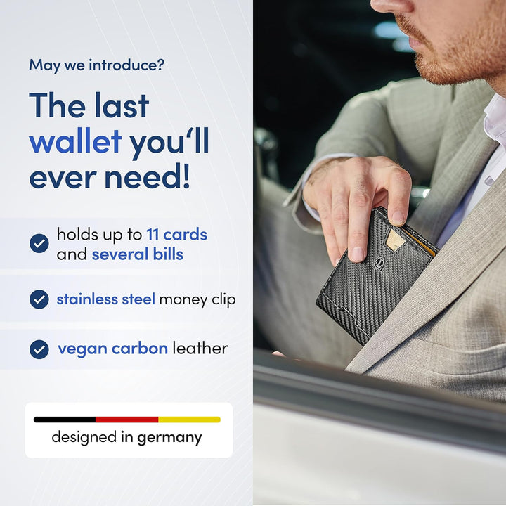 TRAVANDO AUSTIN - Cartera para hombre con clip para dinero, bloqueo...